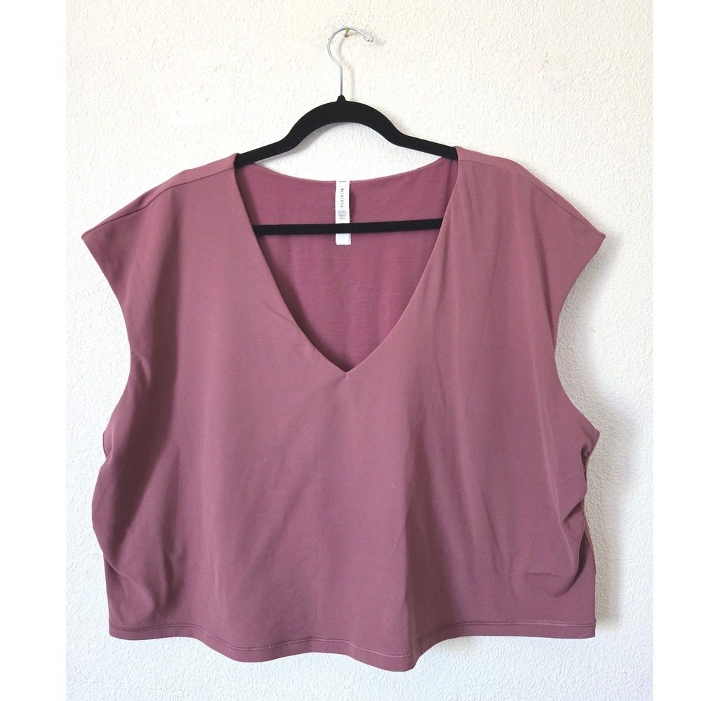 Athleta Vita Free Cropped Tee Mauve V-Neck Cap Sleeve Plus Size 3X Workout Yoga - Picture 8 of 8